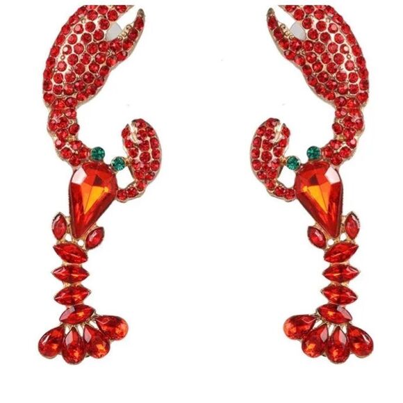 🦞 Betsey Johnson NEW Multi crystal lobster earrings 🦞 - Picture 1 of 3